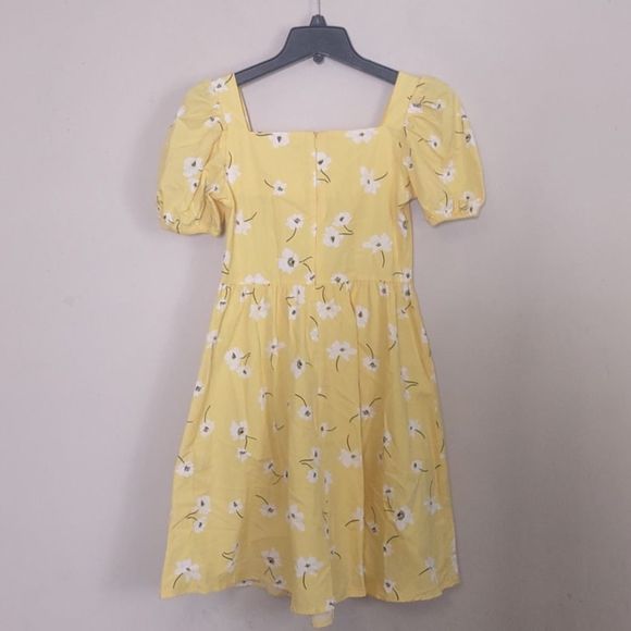 100% Cotton Square Neck Straight Balloon Sleeve Poplin Dress XS By LCW Vision - Picture 5 of 6